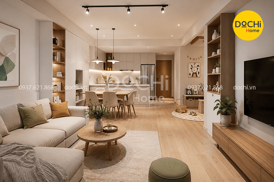 21+ Mẫu thiết kế nội thất căn hộ 59m2 đẹp, tối ưu diện tích