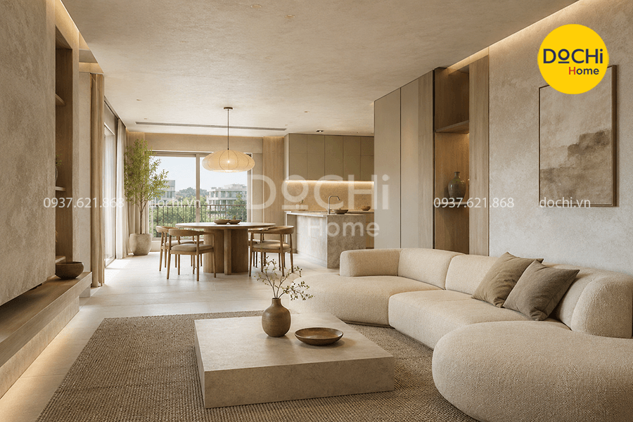 Thiết kế nội thất căn hộ Celadon phong cách Wabi Sabi